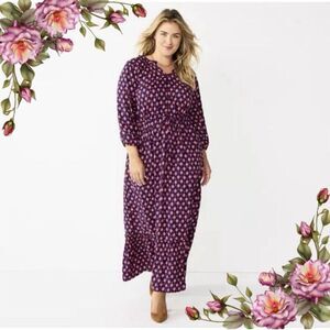 Plus‎ Size Croft & Barrow Ruffle Hem Maxi Dress